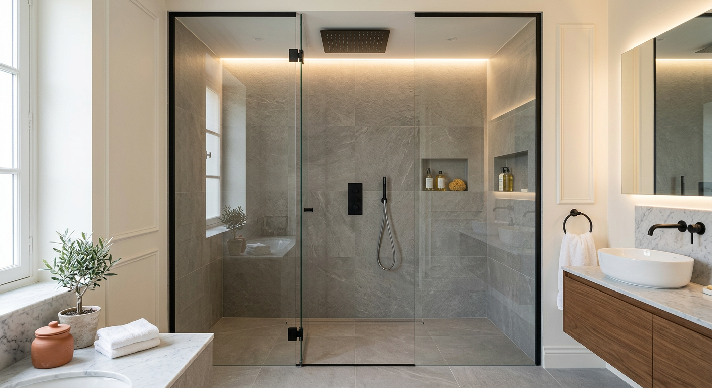 Aménagement de salle de bain avec douche à l'italienne à Meudon